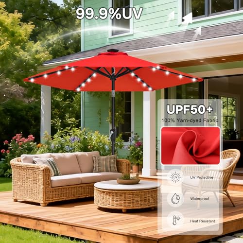 Solar Led Patio Umbrella with 24 Lights 7.5FT