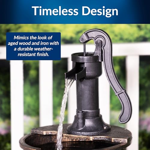 40" Tall Outdoor Floor Tiered Rustic Pump and Barrel Water Fountain