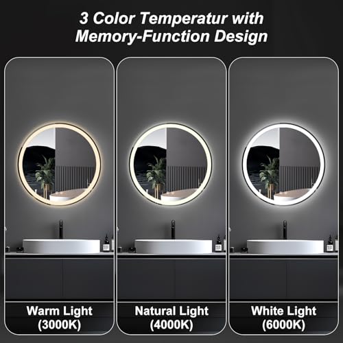 28 Inch Round LED Bathroom Mirror with Lights
