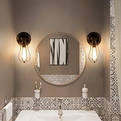 Industrial Wall Sconce Vintage Lighting Adjustable Lamp Socket Wire Metal Cage Wall Light Shade Edison Style Antique Fixture Porch Mirror