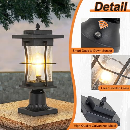Dusk to Dawn Outdoor Post Light Fixture Waterproof Pole Mount Light with Pier Mount Adapter