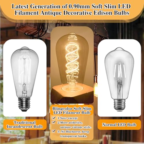 E26 LED Vintage Edison Light Bulbs 40 Watt (4 Count)