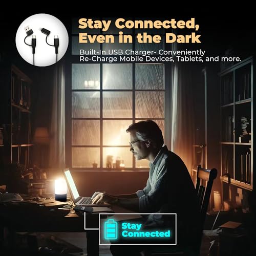 LFI Lights Emergency Table Lamp for Power Outages (2 Count)