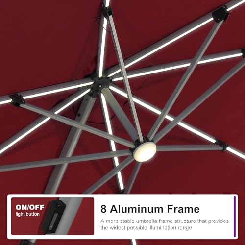 Patio Umbrella with Base Included 9' X 12' Solar Light