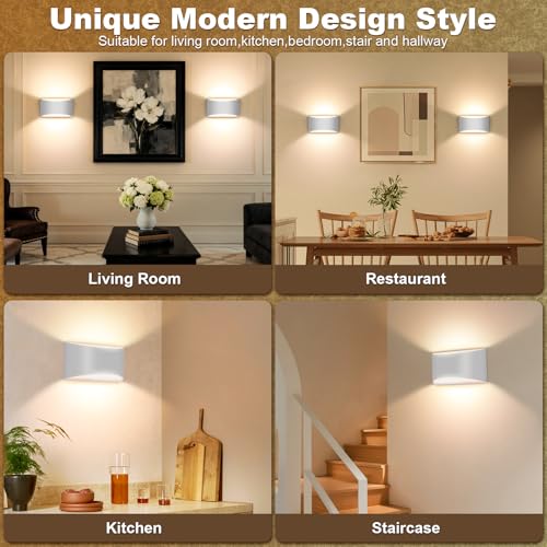 2 Pack Modern LED Wall Sconce Hardwired Indoor Wall Lights Up and Down Wall Mount Light Fixture for Living Room Bedroom Corridor Hallway Conservatory Warm White 3000K (2 Count)