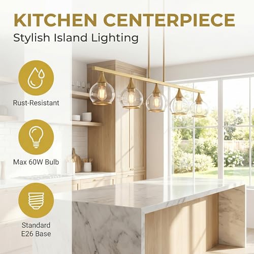 Gold Kitchen Island Linear Pendant Light