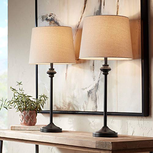 Lynn 26" High Bronze Brown Tall Buffet Table Lamps Set of 2 Stick Dark (2 Count)