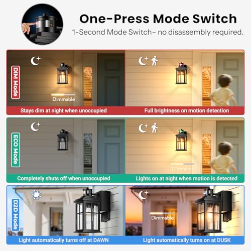 Motion Sensor Outdoor Porch Light with GFCI Outlet