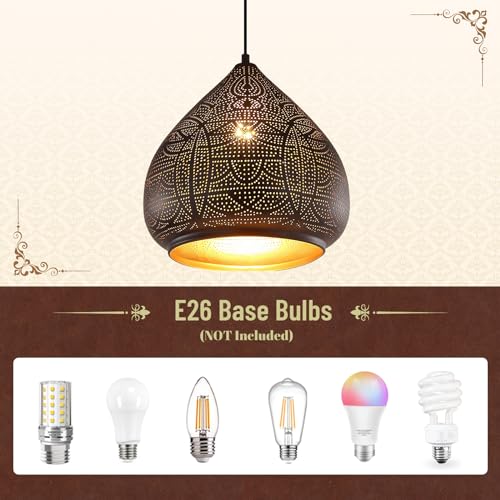 Modern Pendant Lighting Black Metal Hanging Lamp Moroccan Chandelier