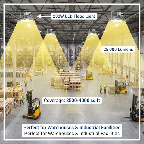 200W LED Flood Lights Outdoor 25000LM 6500K Daylight (2 Count)