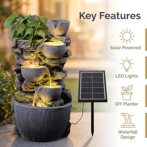 24'' Stacked Rock Solar Powered Water Fountain