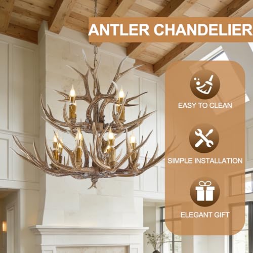 Large 2 Tier Deer Rustic Farmhouse Chandelier