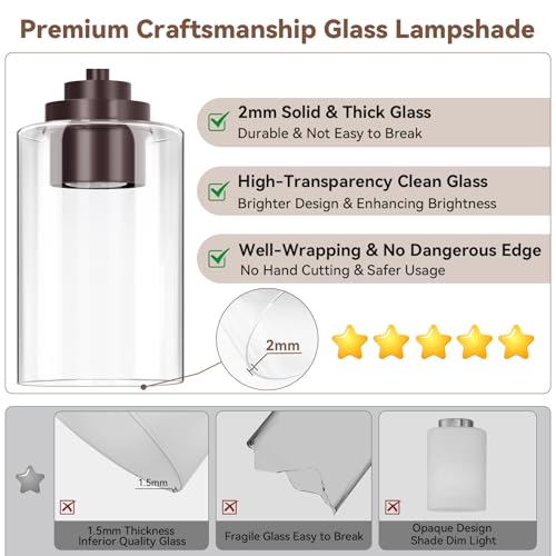 19" Brown Modern Vanity Lights Over Mirror with Clear Glass Shades