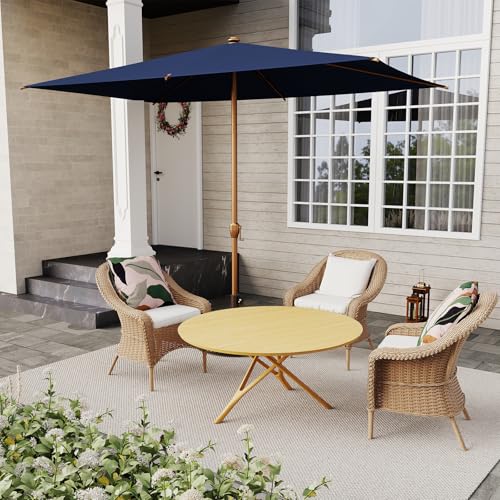 6.5FT Outdoor Patio Umbrella Outdoor Table Umbrella with Crank Market Umbrella 6 Sturdy Ribs UV Protection Waterproof and Push Button Tilt for Garden Deck Backyard Pool