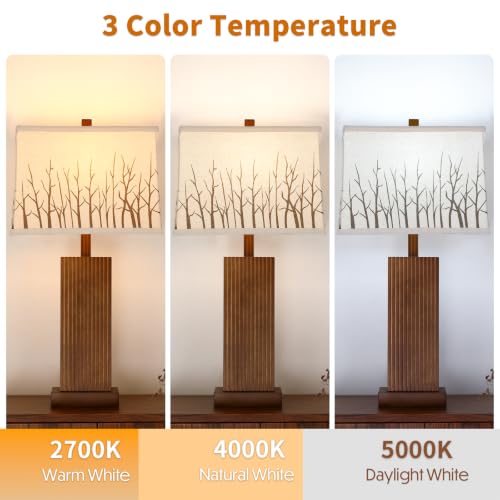 27.5" Farmhouse Wood Table Lamps Set of 2 for Bedroom Living Room (2 Count)