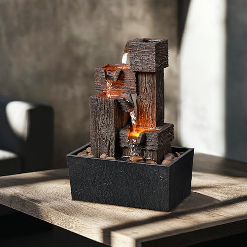 13 Inch Tabletop Water Fountain with LED Lights