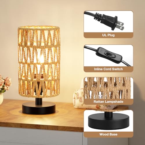 Table Lamps Rattan Rope Shade