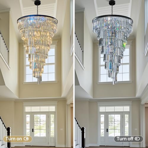 36 Inch Gold Crystal Tube Spiral Chandelier