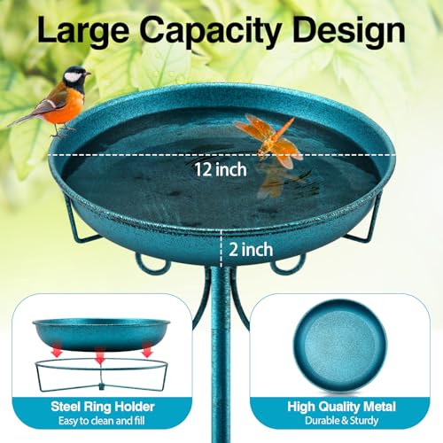 35In Metal Bird Bath for Outside