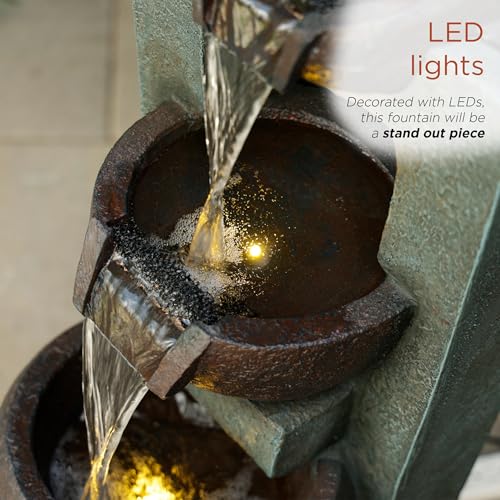 TZL400 34" 3 Tier Basin Cascading Fountain with LED Lights