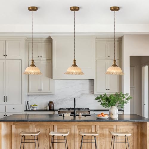Glass Pendant Lights Modern Pendant Lighting Fixtures Hanging Lamp for Kitchen Island Bedroom Dining Room Coffee Shop Hallway Brown and Brass