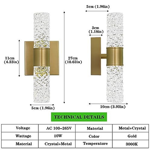 Crystal LED Wall Sconces Set of 2 (2 Count)