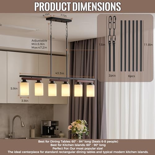 6 Light Black Linear Chandelier