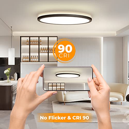 LED Flush Mount Ceiling Light Fixture with Remote Control