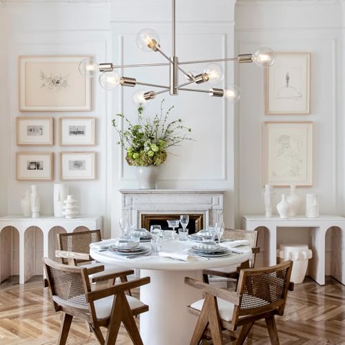 Modern Chandelier Ceiling Light Fixture Brushed Nickel Sputnik Chandeliers for Bedroom Living Room 8