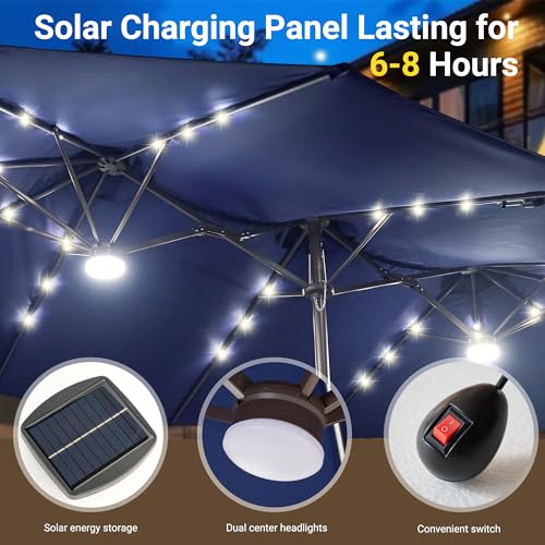 15 Ft Umbrella Outdoor Patio Solar Lights With Base