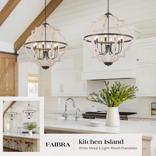 8 Light Wood Pendant Light
