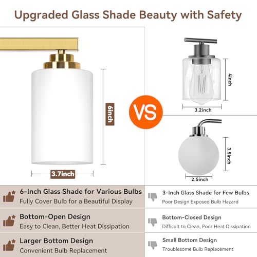 4 Light Gold Bathroom Light Fixtures Over Mirror 27 Inches