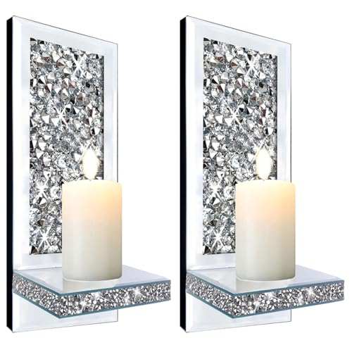 Set of 2 Crystal Crush Diamond Candle Sconces (2 Count)