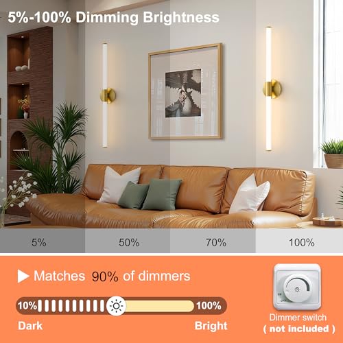 LED Bathroom Vanity Lights Gold Wall Sconce Modern 30"