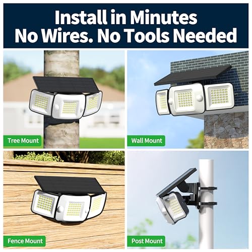 Solar Flood Lights Outdoor Waterproof 1200LM Dual Motion Sensor