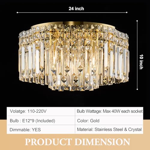 Flush Mount Crystal Chandelier