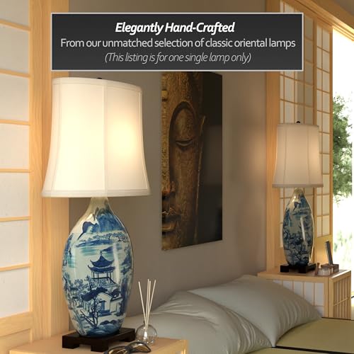 32" Blue and White Ming Landscape Vase Lamp