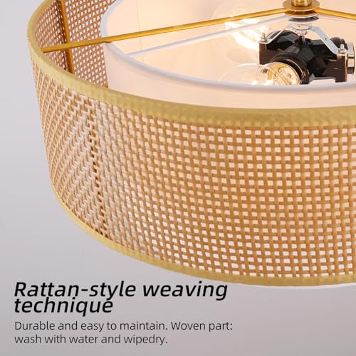 18 inch Bohemian Wicker Flush Mount Ceiling Light