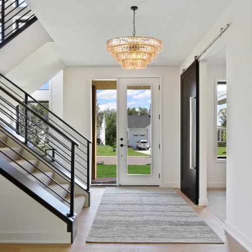 Dia 35.75 Inches Modern Amber Glass Chandelier for Foyer