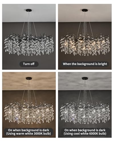 Modern Black Tree Branch Crystal Chandelier Luxury Crystal Pendant Lighting 40" Contemporary 14