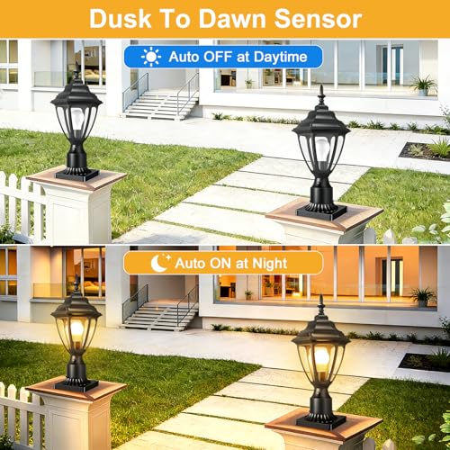 18" Updated Large Dusk to Dawn Outdoor Post Lights