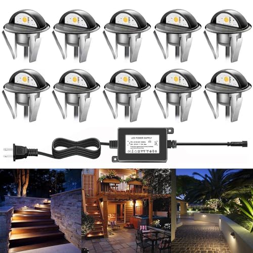 LED Step Lights Low Voltage IP65 Waterproof Recessed LED Deck Lighting (10 Count)