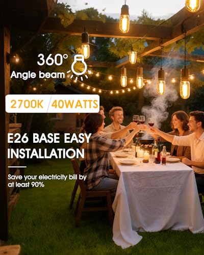 T45 4W LED Edison Bulbs E26 Base 40W Equivalent with Clear Glass