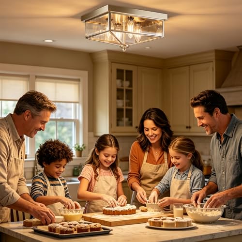 Farmhouse Style Square Flush Mount Ceiling Light