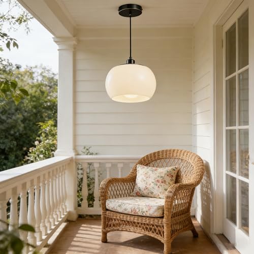 Pendant Lights Set of 2 Opal Glass Ceiling Hanging Lighting