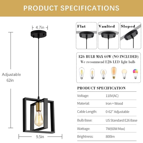 Black Pendant Lights Kitchen Island Set of 3 (3 Count)