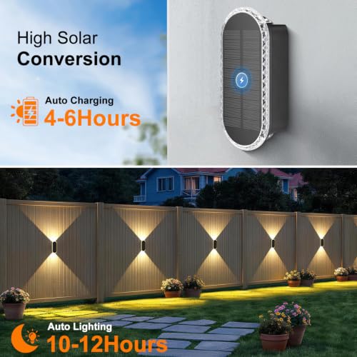 Solar Fence Lights Outdoor (6 Count)