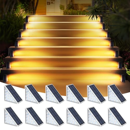 LED Solar Step Lights Waterproof Outdoor Stair Lights (12 Count)