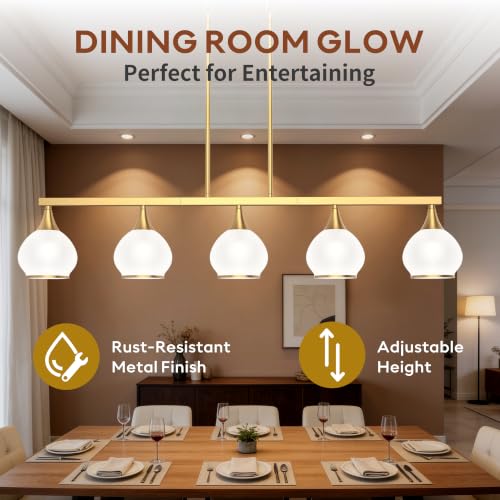 Brushed Gold Kitchen Island Linear Pendant Light