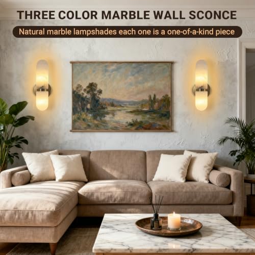 Alabaster Wall Sconces Bathroom Vanity Light Gold 13in 1 Pack